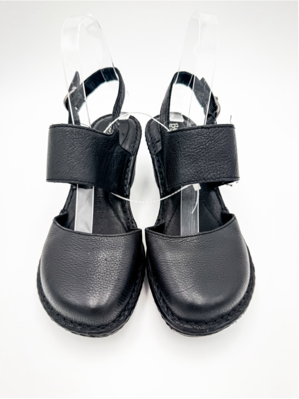 Women's Born Black Leather Mary Jane Clog Wedge Comfort Shoes Sandals Size 7 New - Picture 4 of 6